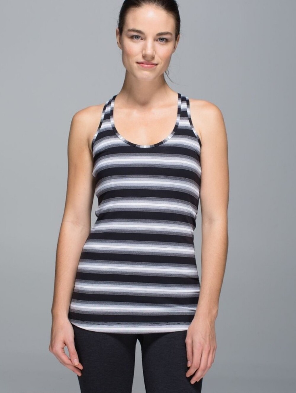 Striped Racerback Tank Top in Black and White